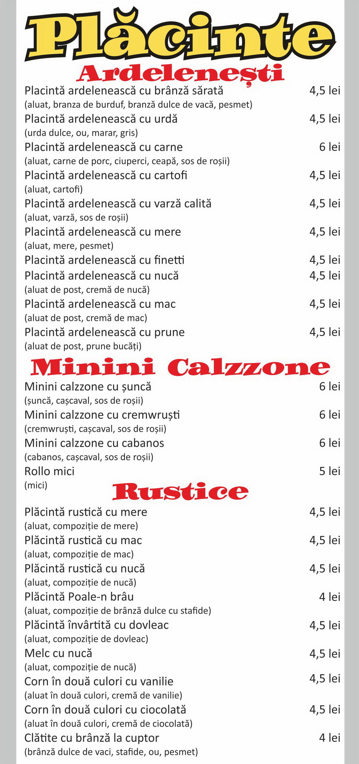 meniu placinte ardelenesti